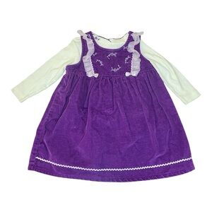 Sesame Street Vintage 2T Girls 2PC Dress Outfit Purple Corduroy Long Sleeve